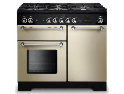 Rangemaster KCH100DFFCRC - 100cm Kitchener Dual Fuel Cream Chrome Range Cooker 98800