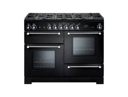 Rangemaster KCH110DFFBLC - 110cm Kitchener Dual Fuel Black Chrome Range Cooker 76280