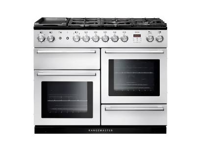 Rangemaster NEX110DFFWHC - 110cm Nexus Dual Fuel White Chrome Range Cooker 106110