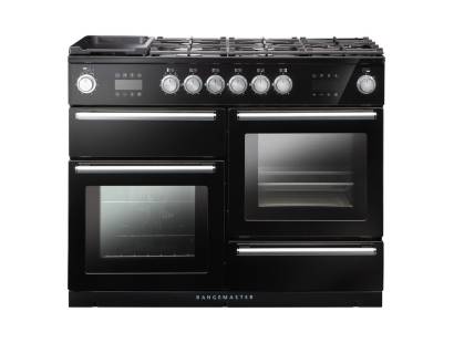 Rangemaster NEX110SODFFBLC - 110cm Nexus Steam Dual Fuel Black Chrome Range Cooker 119760
