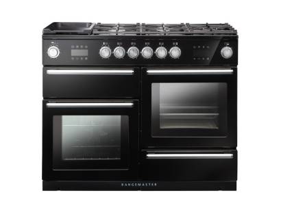 Rangemaster NEX110SODFFBLC - 110cm Nexus Steam Dual Fuel Black Chrome Range Cooker 119760