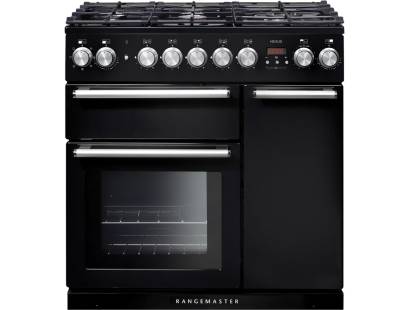 Rangemaster NEX90DFFBLC - 90cm Nexus Dual Fuel Black Chrome Range Cooker 104680