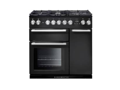 Rangemaster NEX90DFFCBC - 90cm Nexus Dual Fuel Charcoal Black Chrome Range Cooker 125650