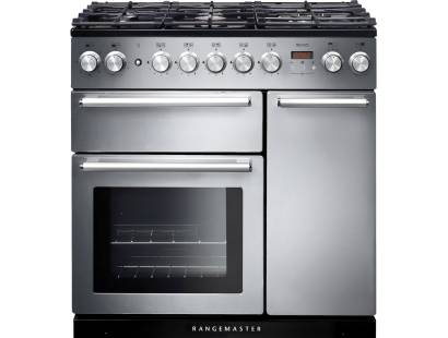 Rangemaster NEX90DFFSSC - 90cm Nexus Dual Fuel Stainless Steel Chrome Range Cooker 106130