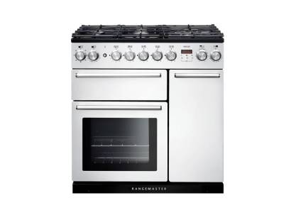 Rangemaster NEX90DFFWHC - 90cm Nexus Dual Fuel White Chrome Range Cooker 106140