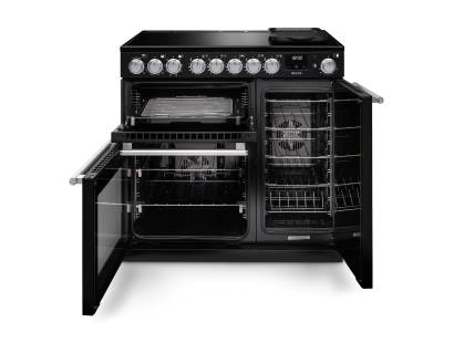 Rangemaster NEX90DFPCBLCM1 Charcoal Black range cooker