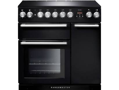 Rangemaster NEX90EIBLC - 90cm Nexus Electric Induction Black Chrome Range Cooker 104820