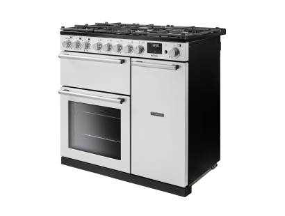 Rangemaster Nexus White Chrome dual fuel cooker
