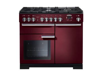 Rangemaster PDL100DFFCYC - 100cm Professional Deluxe Dual Fuel Cranberry Chrome Range Cooker 97580