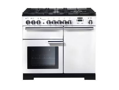 Rangemaster PDL100DFFWHC - 100cm Professional Deluxe Dual Fuel White Chrome Range Cooker 98950