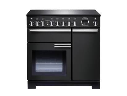 Rangemaster PDL90EICBC - 90cm Professional Deluxe Electric Induction Charcoal Black Chrome Range Cooker 125950