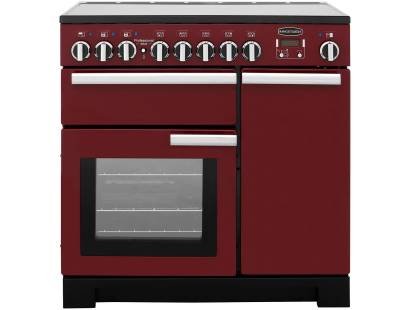 Rangemaster PDL90EICYC - 90cm Professional Deluxe Electric Induction Cranberry Chrome Range Cooker 97890