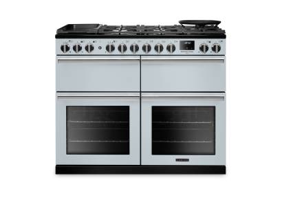 Rangemaster PRDLB110DFPMSB-CM1 110cm Professional Deluxe Dual Fuel Misty Blue Range Cooker with Slow Cooker