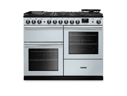 Rangemaster PRDLO110DFPMSB-CM1 110cm Professional Deluxe Dual Fuel Misty Blue Range Cooker