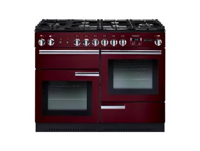 Rangemaster PROP110DFFCYC - 110cm Professional + Dual Fuel Cranberry Chrome Range Cooker 91690