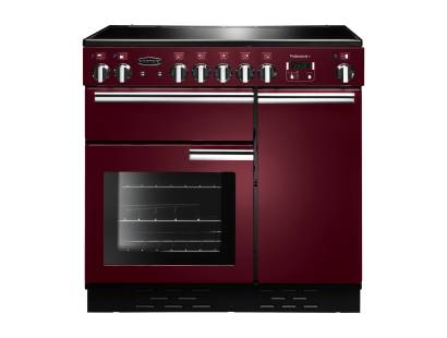 Rangemaster PROP90ECCYC - 90cm Professional + Electric Ceramic Cranberry Chrome Range Cooker 91840