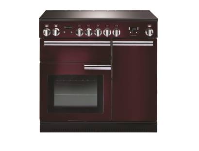 Rangemaster PROP90EICYC - 90cm Professional + Electric Induction Cranberry Chrome Range Cooker 91740