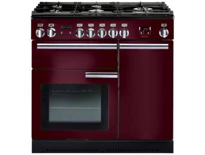 Rangemaster PROP90NGFCYC - 90cm Professional + Natural Gas Cranberry Chrome Range Cooker 91940