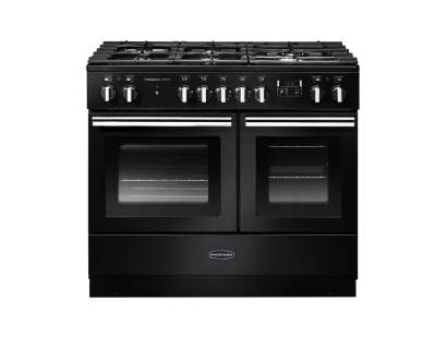 Rangemaster PROPL100FXDFFGBC - 100cm Professional + FX Dual Fuel Gloss Black Chrome Range Cooker 123350