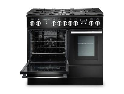 Rangemaster PROPL100FXDFFGBC Professional + FX 100 Dual Fuel Gloss Black Chrome Range Cooker