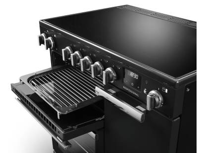 Rangemaster Professional 90 Black Flexi-Grill with four shelf positions and full or half-width grilling
