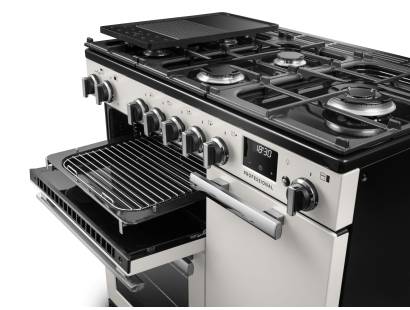 Rangemaster Professional 90 Ivory Flexi-Grill with four shelf positions and full or half-width grilling