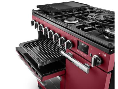 Rangemaster Professional Deluxe 90 Bordeaux Flexi-Grill with telescopic runners and full or half-width grilling