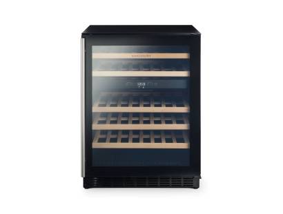 Rangemaster RDZ6046BL 60cm dual-zone wine cabinet in black with stainless steel trim
