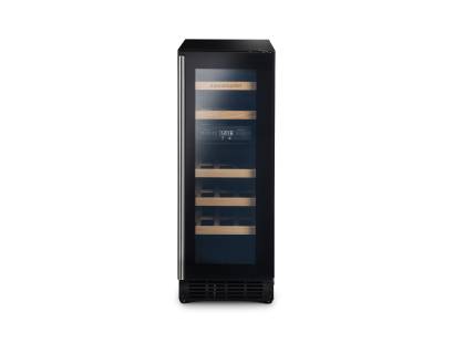 Rangemaster RWC3018BL 30cm wine cabinet in black with stainless steel trim