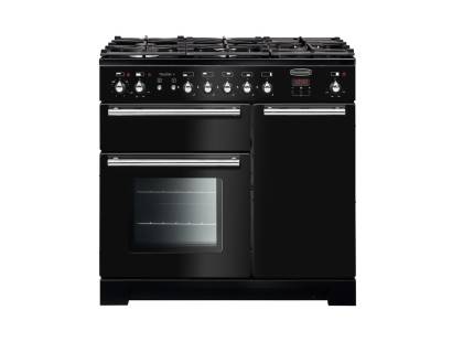 Rangemaster Toledo + TOLP90DFFGBC - 90cm  Dual Fuel Black Chrome Range Cooker