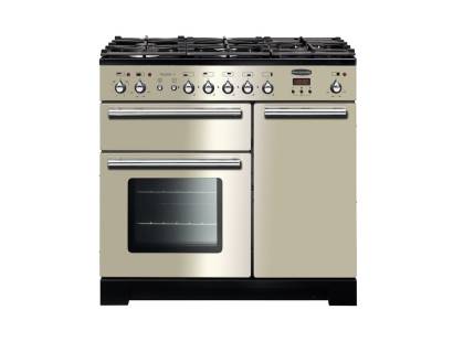 Rangemaster Toledo + TOLP90DFFIVC - 90cm  Dual Fuel Ivory Chrome Range Cooker