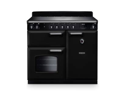 Rangmaster CL100EIPGBLCM1 100cm classic induction range cooker in black with chrome trim