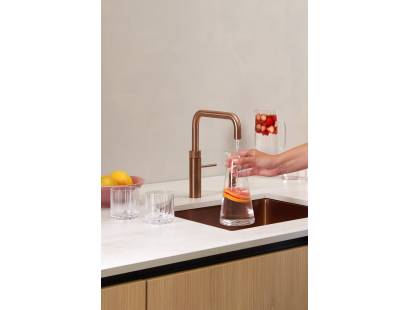 Rose Copper Quooker Fusion Square Tap with hot, cold, boiling, chilled and sparkling water