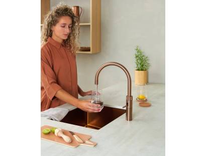 Rose Copper Quooker Round Tap with boiling, chilled and sparkling water
