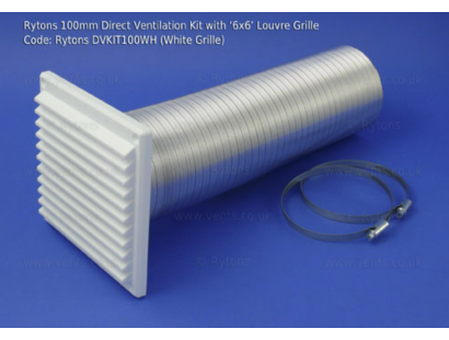 Rytons DVKIT100WH 100mm Direct Ventilation Kit 