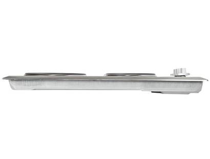 Side view of HE62IX showing control knobs and hob depth
