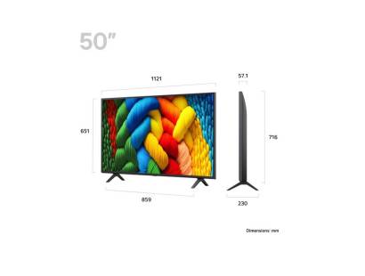 Side view of LG 50-inch NanoCell TV with dimensions