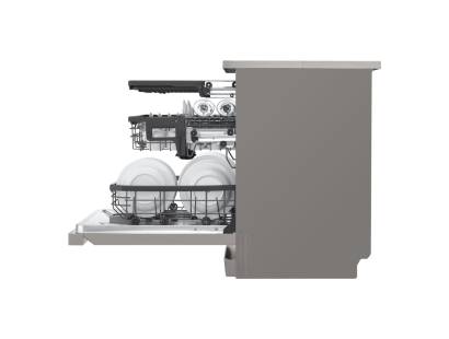 Side view of the  LG DF355FP dishwasher with open door