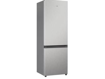 Side-facing view of Indesit INK25322S4UK freestanding fridge freezer with modern silver design