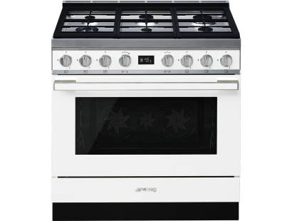 Smeg CPF9GPWH - 90cm Portofino Aesthetic Cooker with Pyrolytic Multifunction Oven and Gas Hob