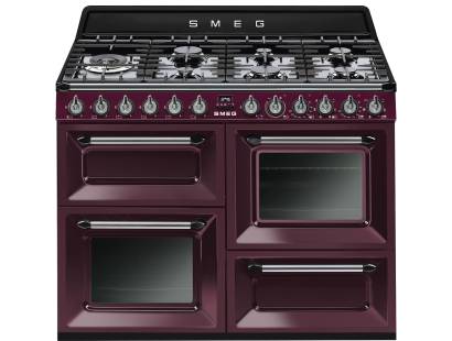 Smeg TR4110RW1 - 110cm Victoria Aesthetic Dual Fuel Range Cooker - Red Wine