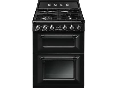 Smeg TR62BL - 60cm Victoria Aesthetic Dual Fuel Range Cooker - Black