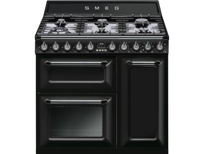 Smeg TR93BL - 90cm Victoria Aesthetic Dual Fuel Range Cooker - Black