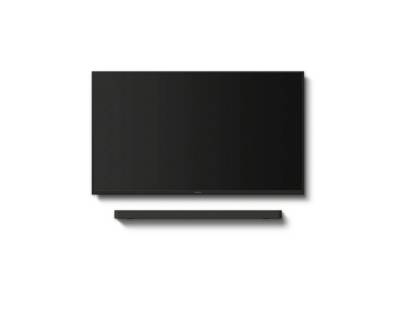 Sony HTA9000.CEK soundbar wall-mounted beneath a BRAVIA TV with wireless subwoofer and rear speakers