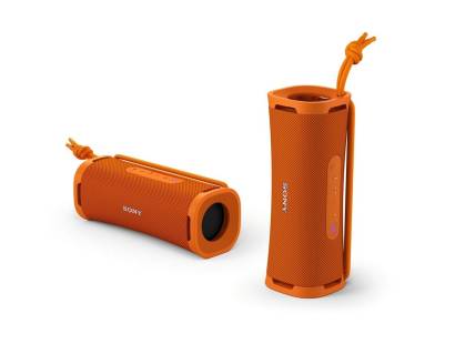 Sony ULT10 wireless speaker in orange with bass boost and carry strap