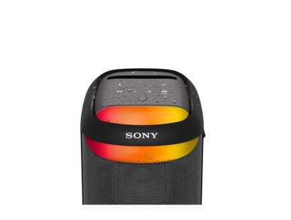 Sony wireless party speaker angled view with dual X-Balanced drivers