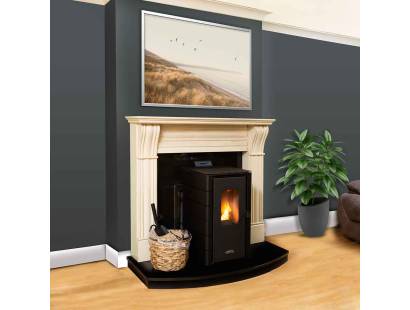 Stanley Solis K100SPBLKFLT Edge Pellet Stove - Flat Black Sides