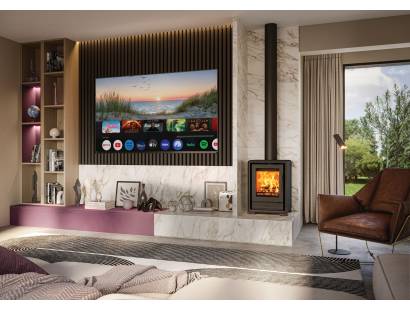 Stovax Riva2 40 Freestanding stove with clear glass view in a modern room setting
