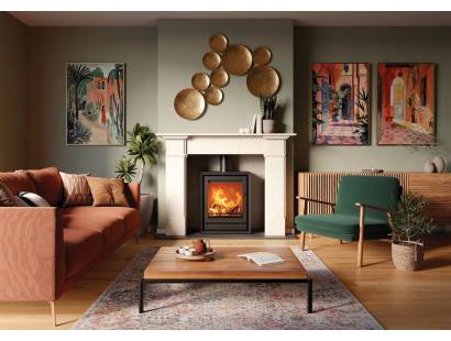 Stovax Riva2 55 Freestanding wood burning stove with tall portrait viewing window