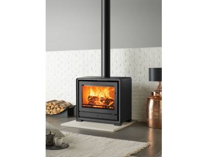 Stovax Riva2 66 Freestanding wood burning stove with wide panoramic flame view
